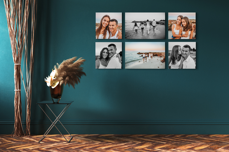 London Family Photographer, wall mockup of 6 images in frames